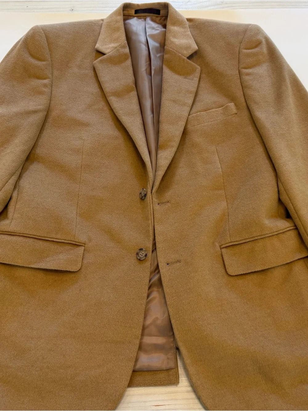 Irvine Park Men's 44R Cashmere Felt Tan 2-Button Single-Breasted Blazer Jacket